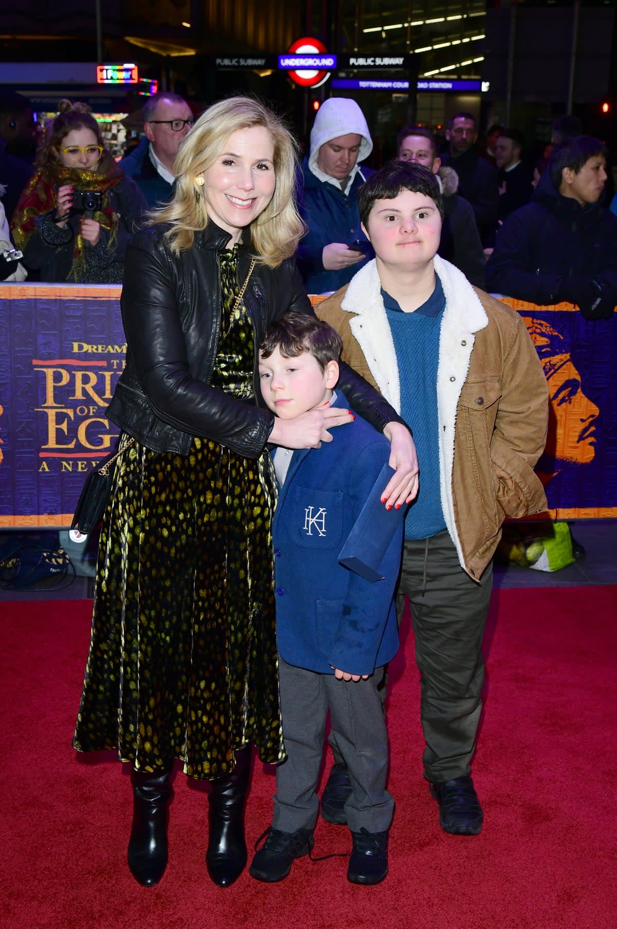 Sally Phillips and her older son Olly (right) were at a trampoline park in London (2020 image)  (PA)