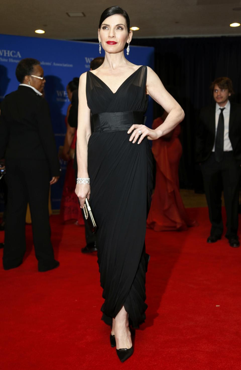 Actress Julianna Margulies arrives on the red carpet at the annual White House Correspondents' Association Dinner in Washington, May 3, 2014. (REUTERS/Jonathan Ernst)