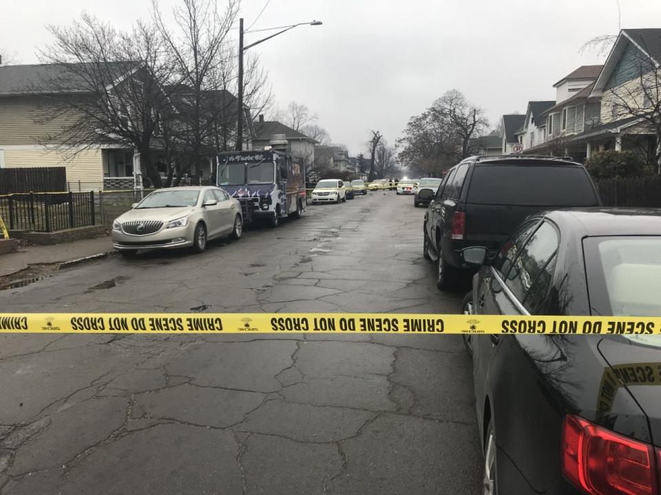 Indianapolis police investigate a homicide in the 2300 block of Guilford Avenue on the city's north side on Dec. 14, 2022.