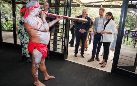 The Duke and Duchess come face to face with a didgeridoo - Credit: Chris Jackson/Getty Images