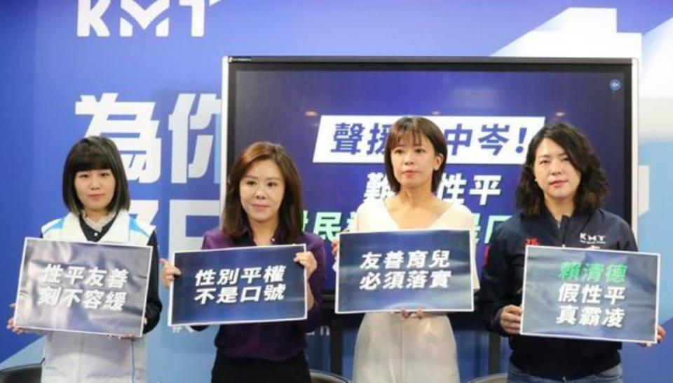 民進黨議員言論歧視女性、幼童遭到撻伐，國民黨婦女部召開記者會怒轟，最需要性平觀念與教育的就是民進黨的黨公職幹部們。（圖：國民黨文傳會提供）