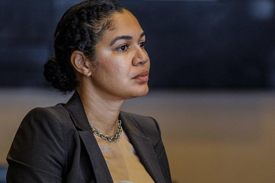 Assistant State Attorney Chrichet Mixon looks at the prospective pool of jurors during voir dire in the murder and sexual battery case against Richard Lange in Judge Daliah Weiss's courtroom at the Palm Beach County Courthouse in West Palm Beach, Fla., on January 30, 2023. Lange was convicted of the 1985 sexual assault and murder of 78-year-old Mildred Matheny.