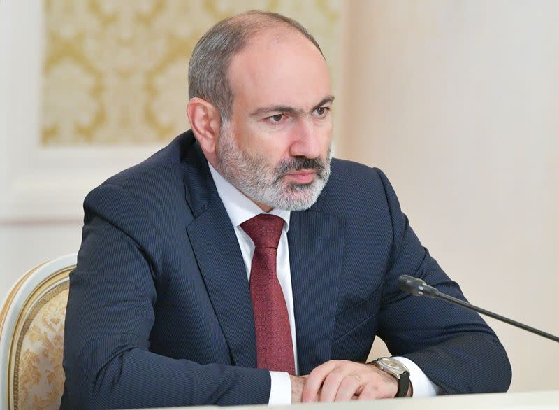 Armenia's acting Prime Minister Nikol Pashinyan attends a meeting with Russia's Prime Minister Mikhail Mishustin in Kazan