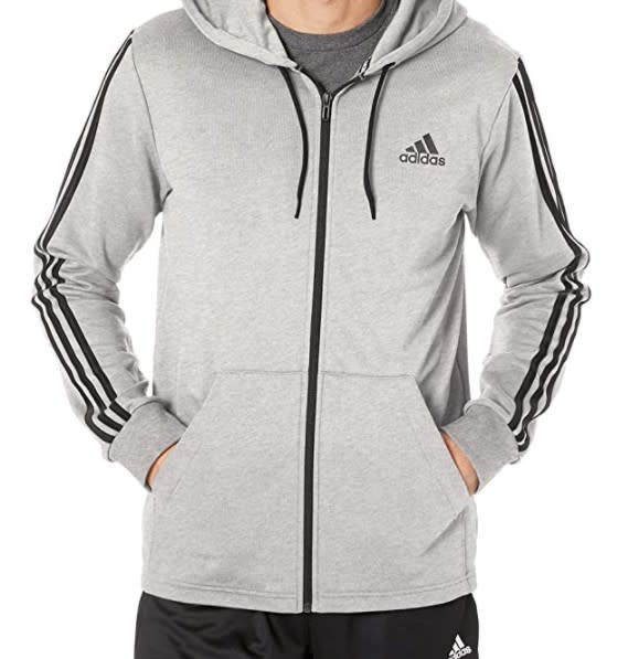 Adidas Must Haves - Camiseta con capucha reflectante para hombre (3 rayas)