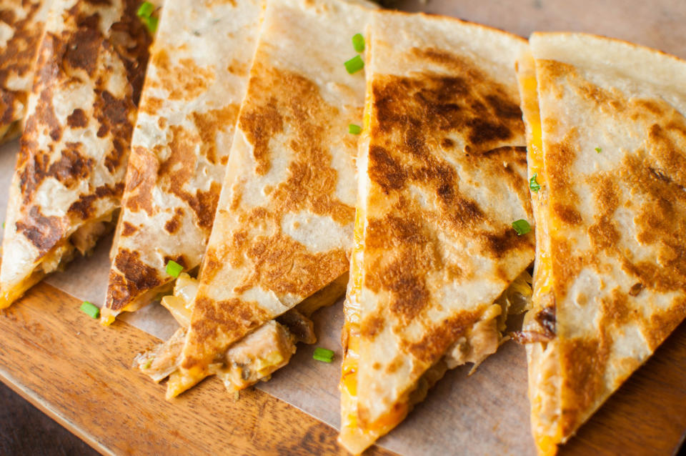 cut triangles of a quesadilla