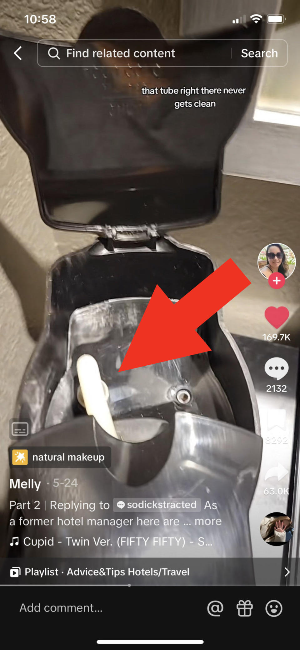 dirty tube inside a hotel room keurig