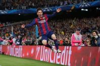 FC Barcelona v Bayern Munich - UEFA Champions League Semi Final First Leg - The Nou Camp, Barcelona, Spain - 6/5/15 Barcelona's Lionel Messi celebrates scoring their second goal Reuters / Gustau Nacarino