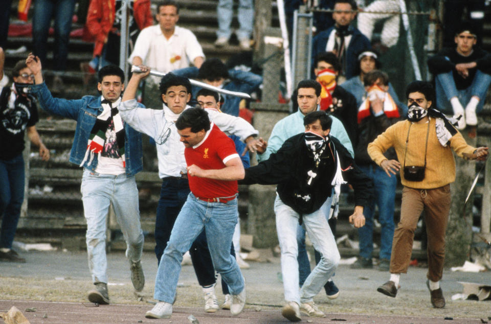 The Heysel Stadium rioting is one of the ugliest moments in the history of soccer. (Getty)