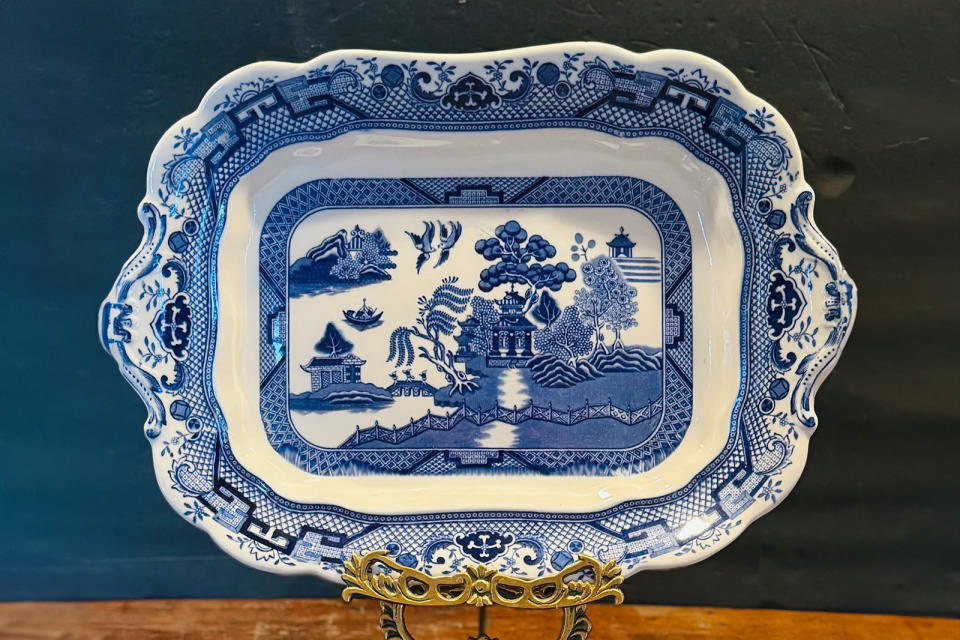 RARE Antique Blue Willow Transferware Platter by S. Hancock & Sons 1920s