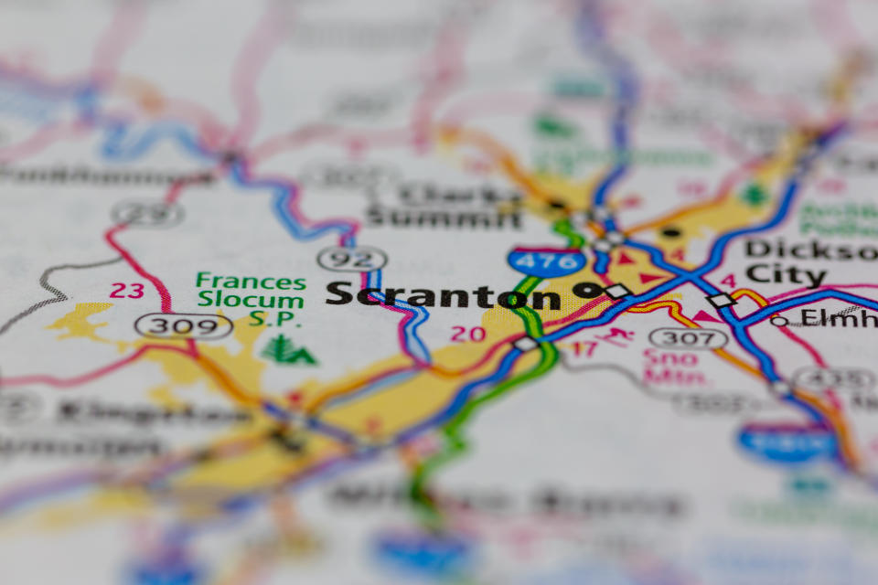 SCRANTON-PA-ROAD-MAP-ADOBE-STOCK