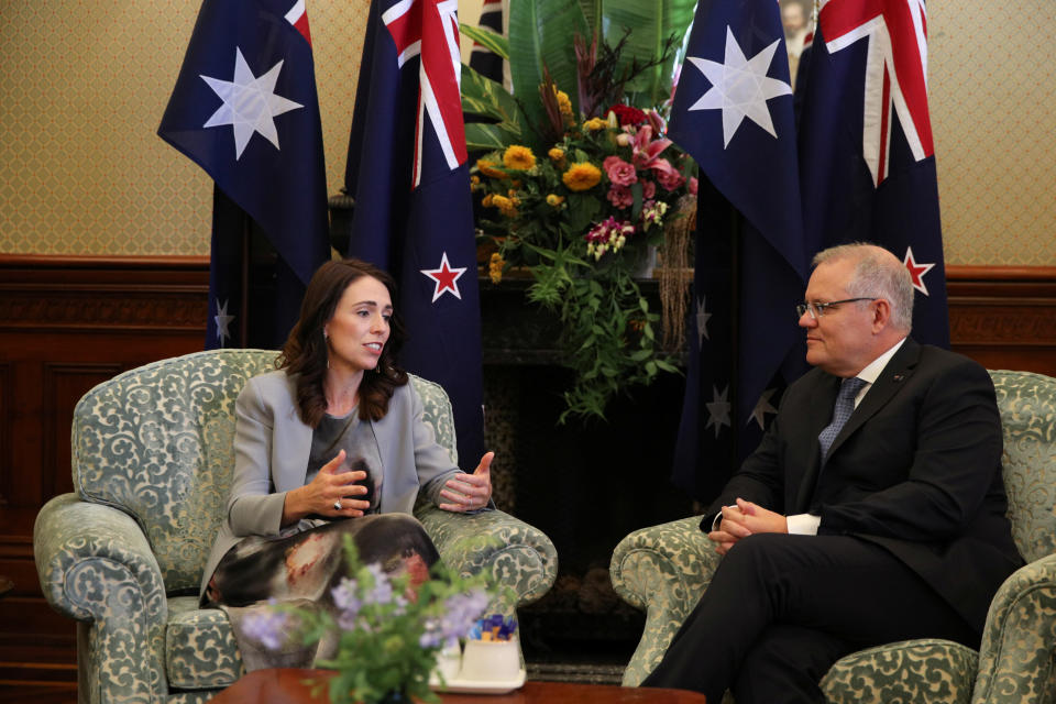 New Zealand Prime Minister Jacinda Ardern seen in a meeting.  