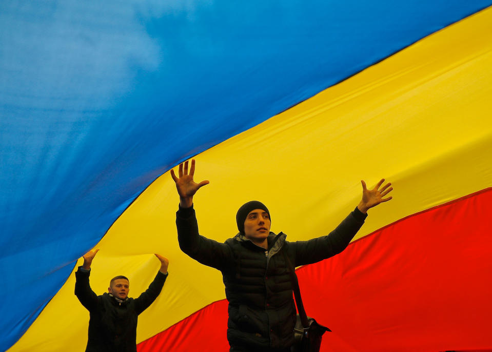 Protesters in Chisinau, Moldova