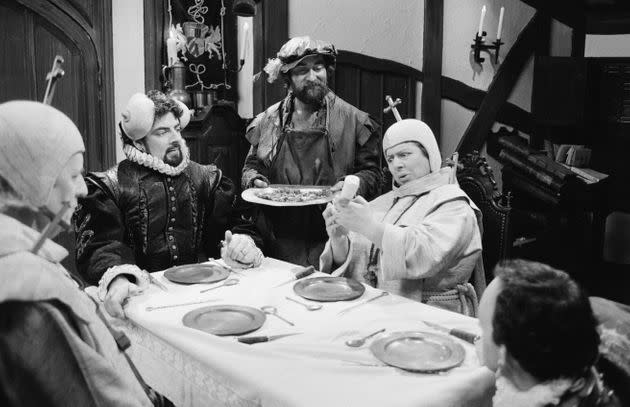 Tony and Miriam on the set of Blackadder II in 1985