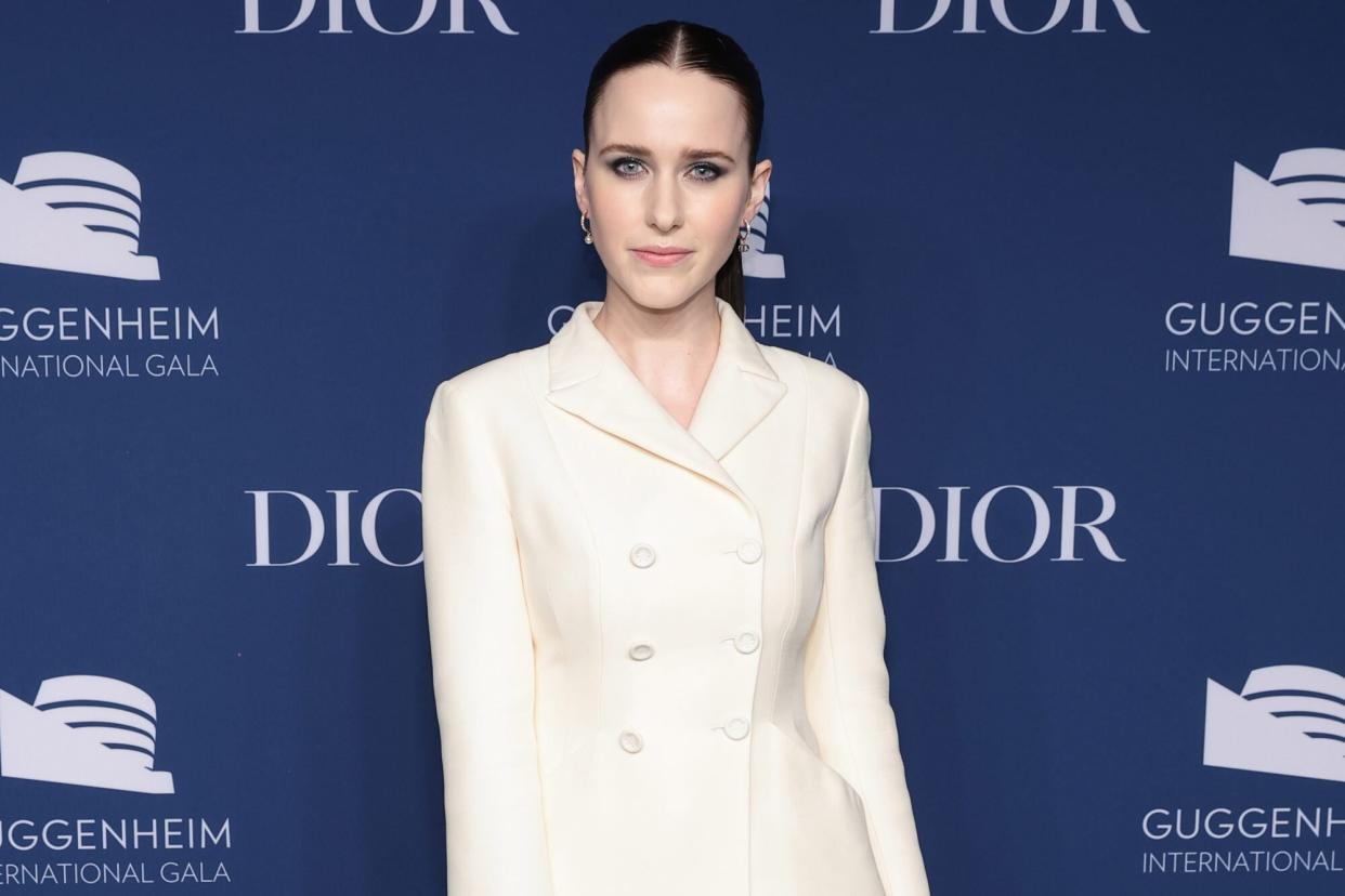 NEW YORK, NEW YORK - NOVEMBER 09: Rachel Brosnahan attends the 2022 Guggenheim International Gala, made possible by Dior at Guggenheim Museum on November 09, 2022 in New York City. (Photo by Dimitrios Kambouris/Getty Images 2022 Guggenheim International Gala, made possible by Dior)