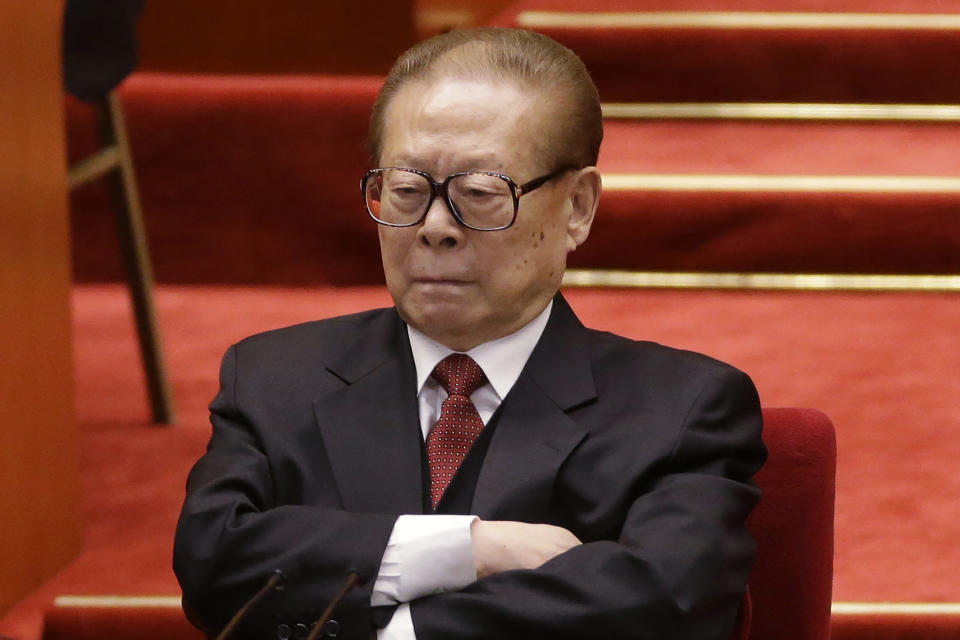 FILE - Former Chinese President Jiang Zemin attends the closing ceremony for the 18th Communist Party Congress at the Great Hall of the People in Beijing, China, on Nov. 14, 2012. Jiang has died Wednesday, Nov. 30, 2022, at age 96. With his death, former Chinese leader Jiang leaves behind a very different China than the one he tried to shape. Now it’s Xi Jinping’s nation.(AP Photo/Lee Jin-man, File)