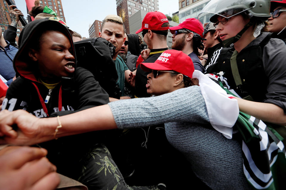 Demonstrators clashing with opposition at rally