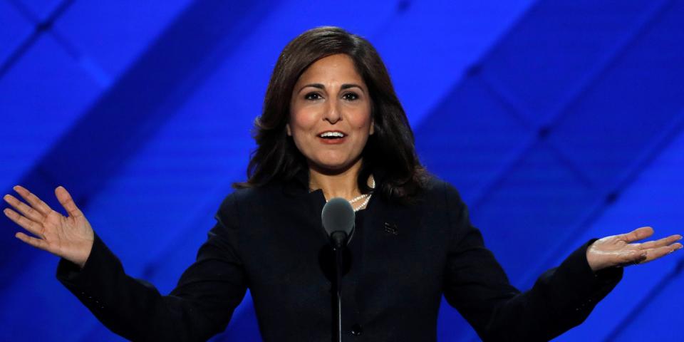 Tanden speaks on the third day of the Democratic National Convention in Philadelphia