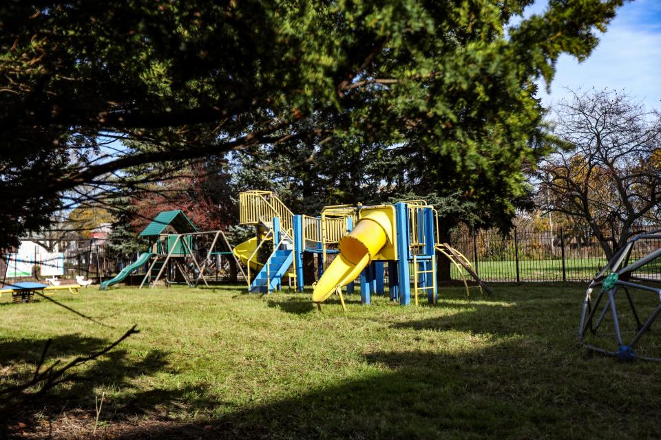 A playground for children of families to play on while staying at the Detroit Rescue Mission Ministries' Mack warming center in Detroit on Nov. 12, 2021.