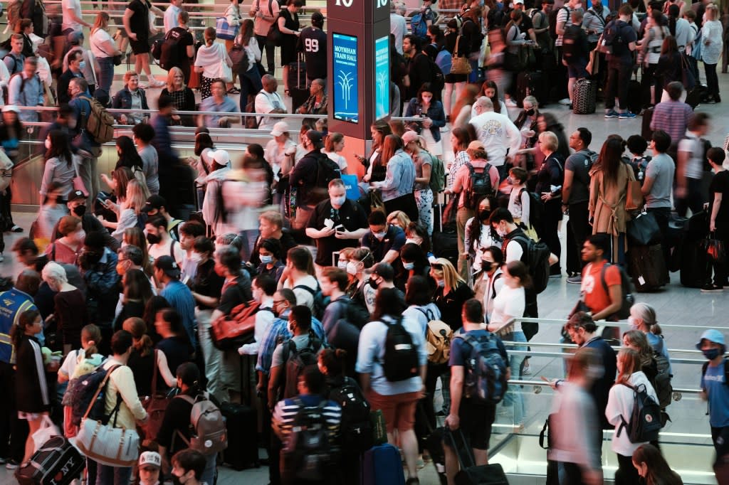 Travel by train is also expected to surge. Pictured is the Moynihan Train Hall at New York’s Penn Station. Getty Images