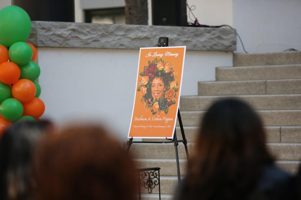 Florida A&M University alumni and students honor Barbara Cohen-Pippin during FAMU Day at the Florida Capitol, Feb. 21, 2024.