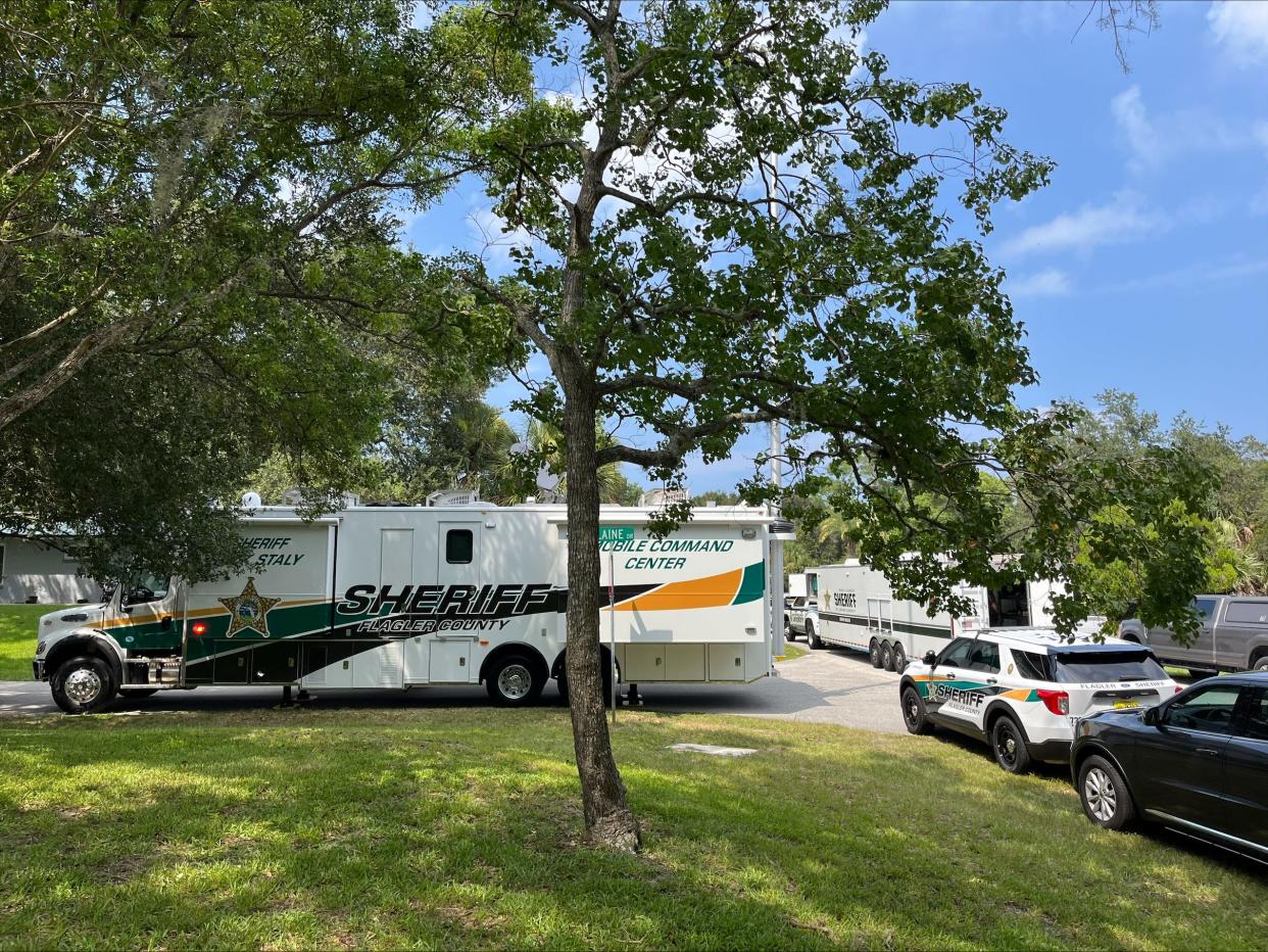 The Flagler County Sheriff's Office Mobile Command Center responded to a house at 20 Blare Drive in Palm Coast on Wednesday where deputies said "suspected munitions" were found. The house was the scene of a fatal shooting on Aug. 14.