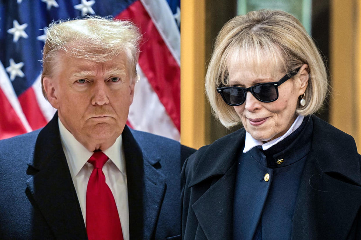 Former President Donald Trump; E. Jean Carroll. (Getty Images; AFP)