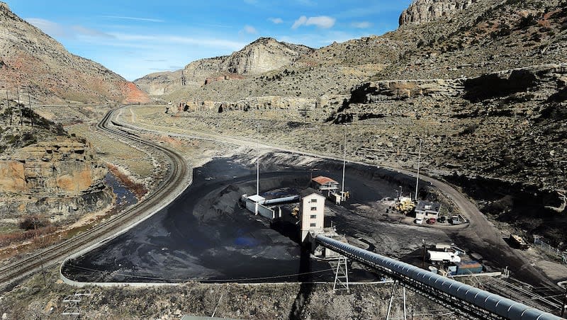 Below is the coal yard at the Carbon power plant in Helper, Tuesday, March 24, 2015.