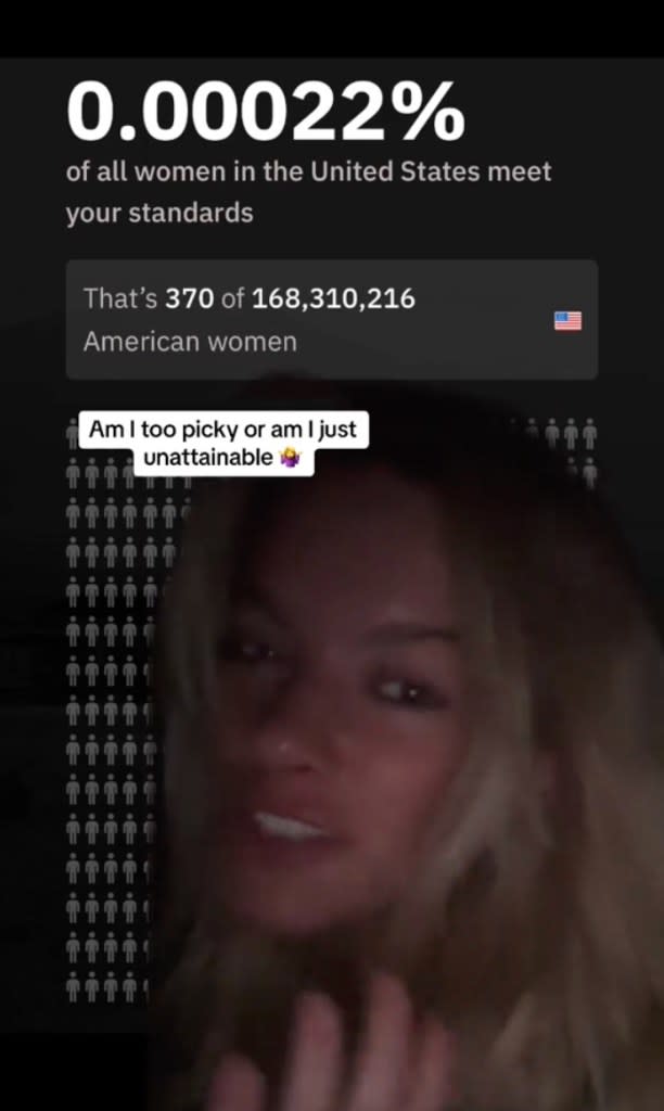 TikToker, who goes by @lolmisslinds, confessed she considers herself a catch because only 0.00022% of women in the U.S. have the same traits as her. TikTok/@lolmisslindsey