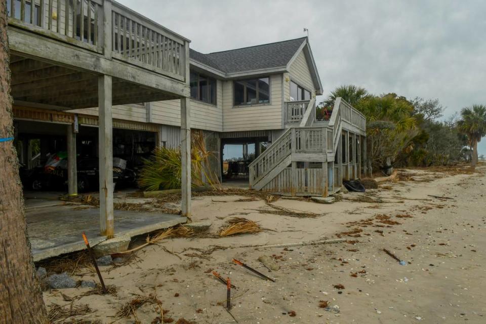 After several hurricanes, tropical storms and rising seawater, Jerry and Vivian Wayne’s home on Saltwind Drive in Coffin Point on St. Helena Island have experienced substantial erosion of their peninsula property that they believe has been accelerated by seawalls erected by other estuarine land property owners near them.