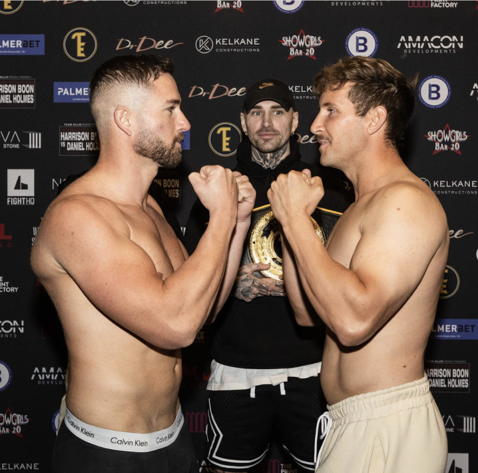 MAFS Harrison Boon and Daniel Holmes pose ahead of their boxing match 