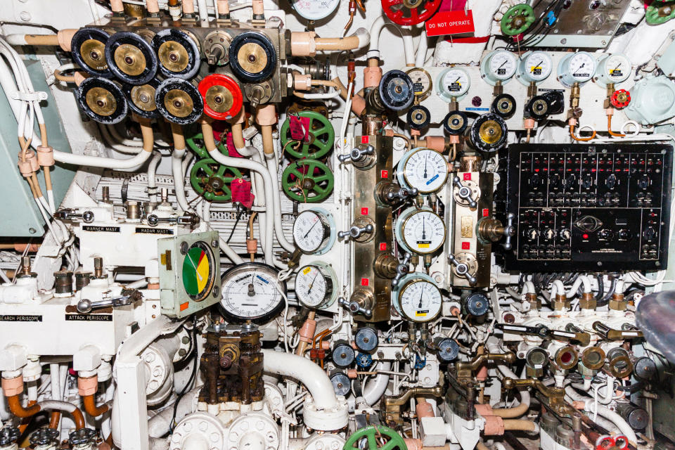 A control room in a submarine