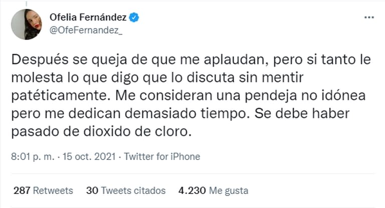 Ofelia Fernández acusó a Viviana Canosa de "tomar mucho dióxido de cloro"