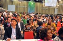 Delegates attend the 2011 opening of UN talks on climate change in Durban, South Africa. UN Secretary-General Ban Ki-moon said in a statement that a study showed the need to hold nations to their commitment, made last year in Durban, to put in place a legally binding new climate agreement by 2015