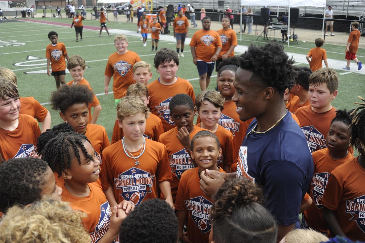 Darnell Mooney hosts a youth football camp at Gadsden City high on Saturday, July 15, 2023.