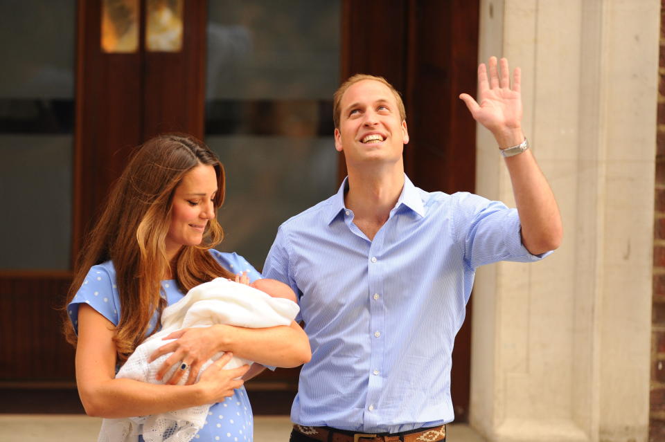 The Duke and Duchess of Cambridge leave the Lindo Wing of St Mary's Hospital in London, with their newborn son.