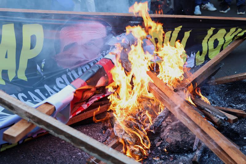 Protest following a verdict delivered by the court in Indonesia on two challenges to the outcome of February’s presidential election in Jakarta