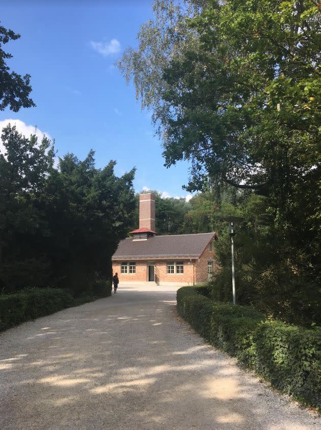 The crematorium at Dachau, as it looks to visitors today.