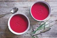 Here, ginger beautifully balances the beet, and coconut milk adds a nice rich component. Citrus finishes this dish perfectly, so garnish with a bit of orange before serving. <a href="https://www.epicurious.com/recipes/food/views/coconut-beet-and-ginger-soup?mbid=synd_yahoo_rss" rel="nofollow noopener" target="_blank" data-ylk="slk:See recipe.;elm:context_link;itc:0;sec:content-canvas" class="link ">See recipe.</a>