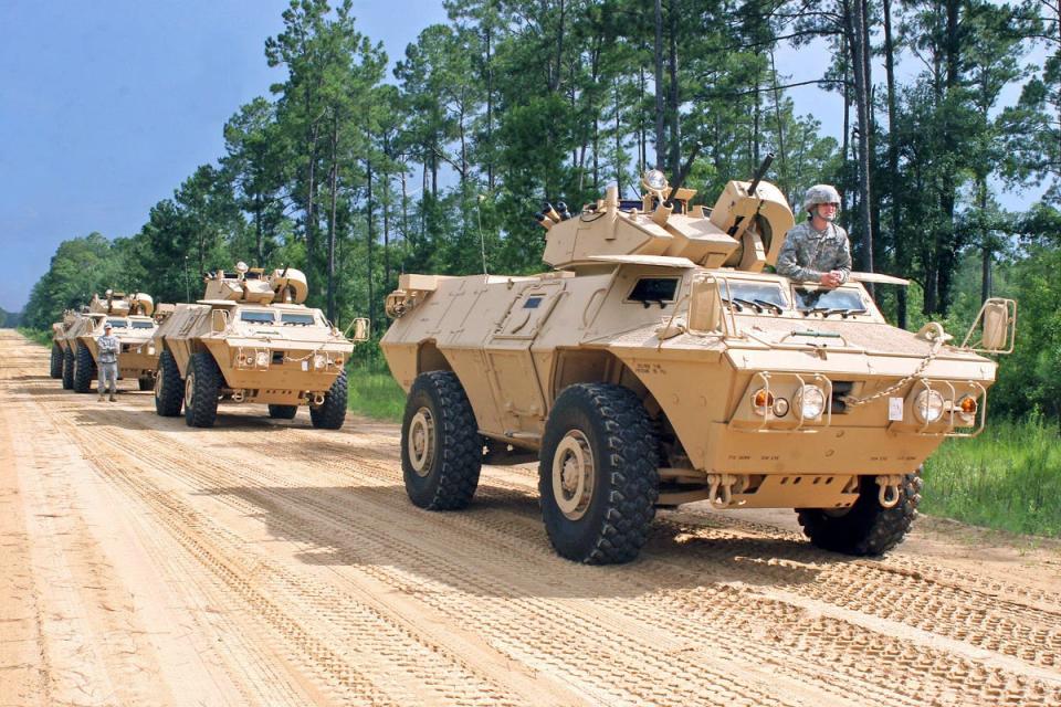 Soldiers of Augusta's 278th Military Police Company and the Military Police Platoon in  M1117 Armored Security Vehicles, 2010.