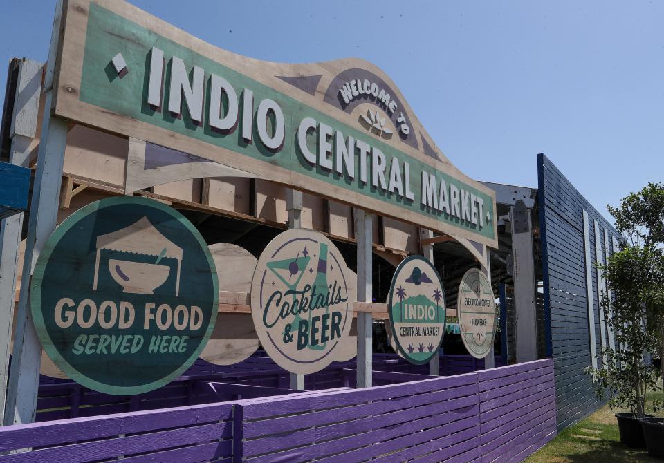 The Indio Central Market is a popular spot for festivalgoers to grab a bite to eat at the Coachella Valley Music and Arts Festival in Indio, Calif., Friday, April 14, 2023. 