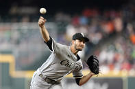 Chicago White Sox starting pitcher Dylan Cease throws against the Houston Astros during the first inning of a baseball game Thursday, June 17, 2021, in Houston. (AP Photo/David J. Phillip)