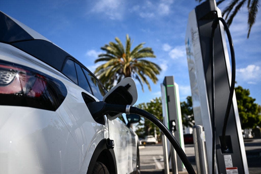 An electric vehicle charges in California