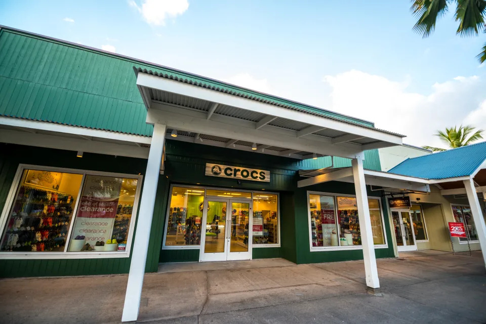 Lahaina, Maui, Hawaii, USA - January 06, 2016: The Outlets of Maui shopping area in Lahaina. Crocs store