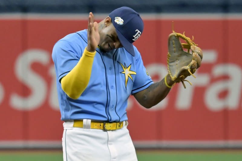 Tampa Bay Rays shortstop Wander Franco remains in police custody in the province of Puerta Plata in the Dominican Republic. File Photo by Steve Nesius/UPI