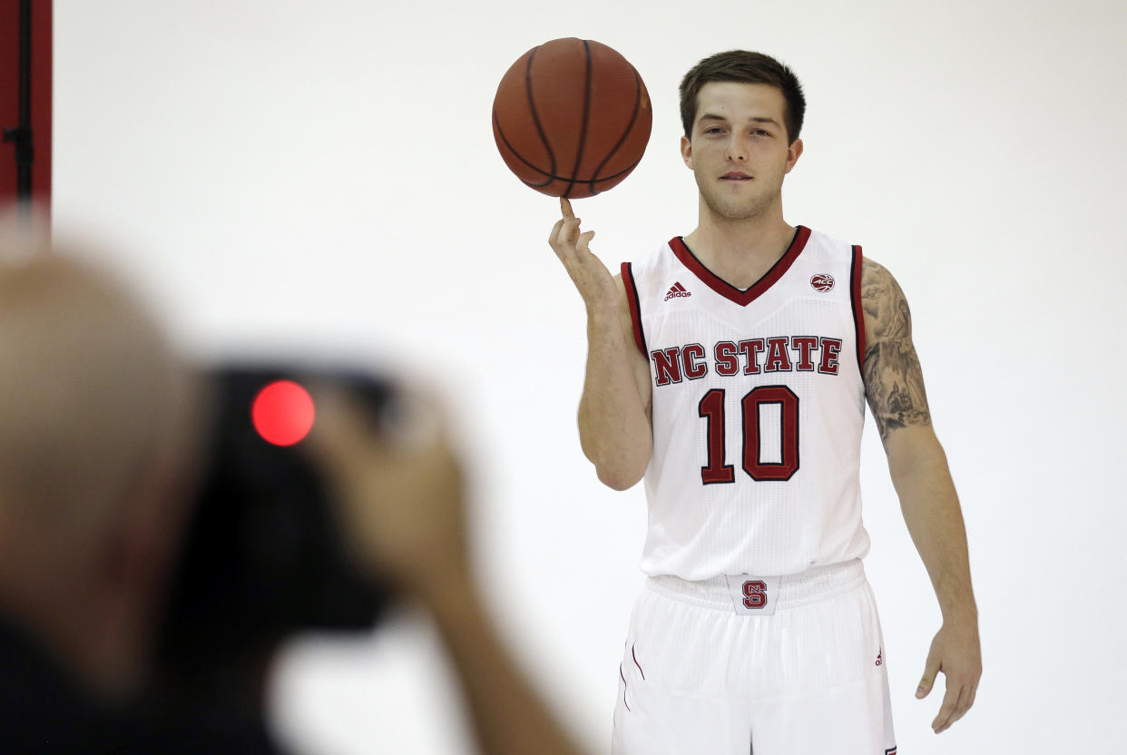 North Carolina State’s Braxton Beverly poses for a photograph during the school’s media day. (AP)