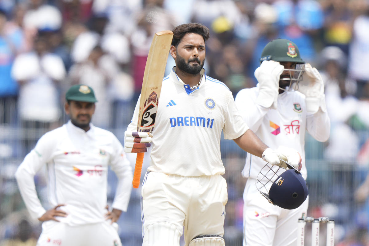 Rishabh Pant’s hundred gives India a lead over Bangladesh on the third day of the first Test