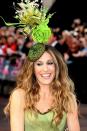 <p>Wearing a fascinator comprised of a giant acorn, roses, and butterflies, she outshone the floral center pieces at the London premiere of ‘Sex And The City’ in May 2008. </p>