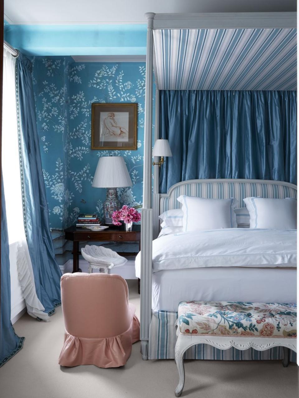 blue, white, and blush bedroom veranda relaxing bedroom decor