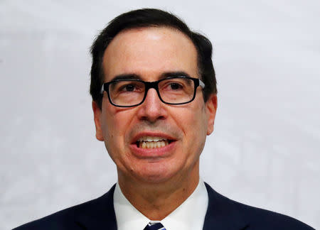 U.S. Secretary of the Treasury Steven Mnuchin speaks during a news conference at the G20 Meeting of Finance Ministers in Buenos Aires, Argentina, July 22, 2018. REUTERS/Marcos Brindicci