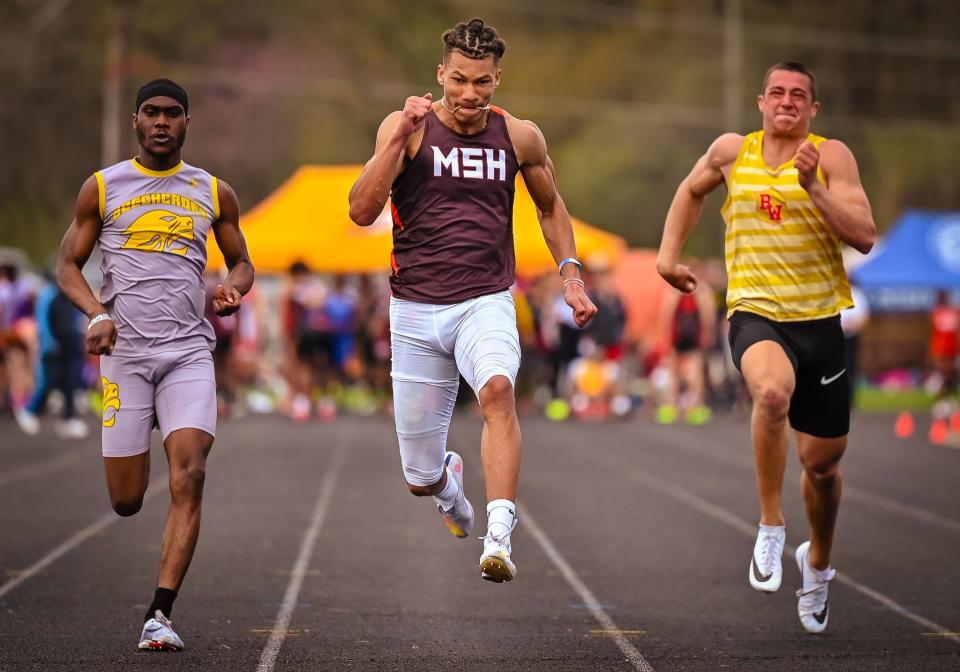 Mansfield Senior's Keontez Bradley had three second-place finishes in all three sprint events at the Mehock Relays.